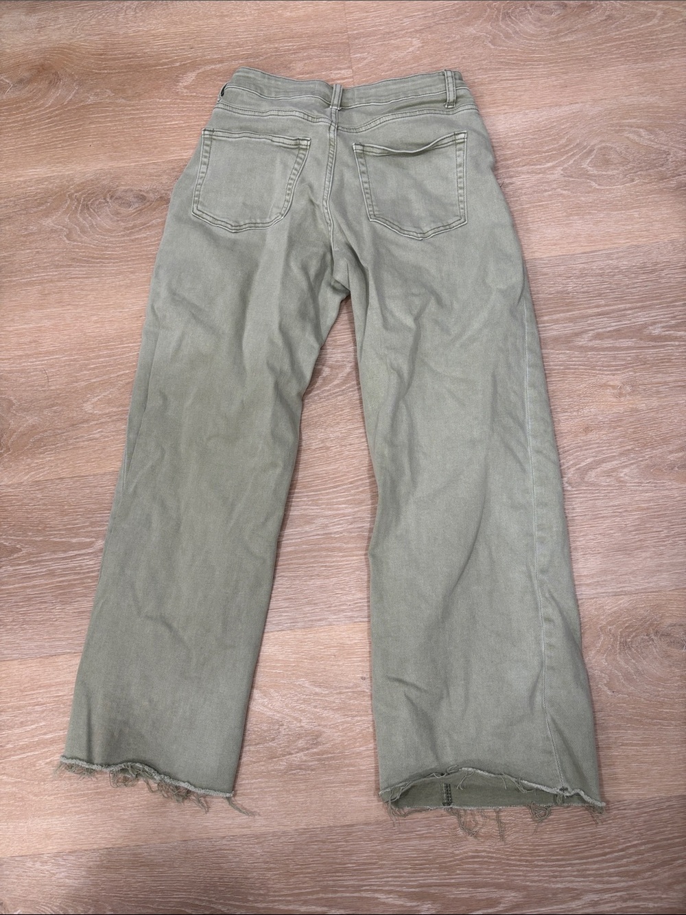 Vervet Blue Women's Raw Hem Wide Leg Green Jeans - Picture 4 of 4